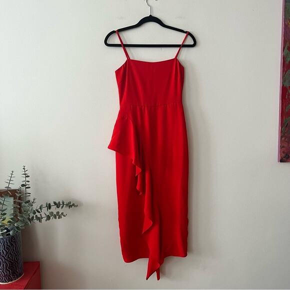 Lovers + Friends Cleo Red Ruffle Midi Dress - Picture 2 of 8